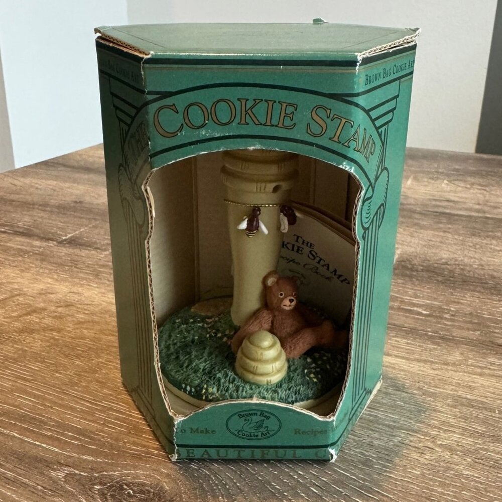 Vintage Brown Bag Cookie Art Teddy Bear Stamp Press.  Please see photos.  All it
